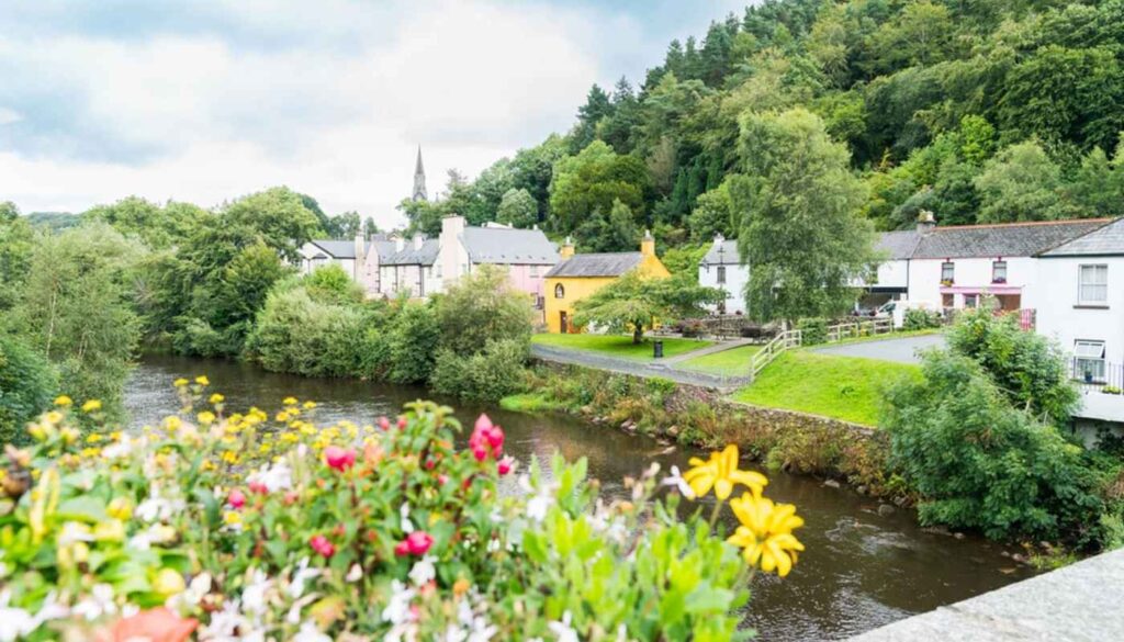 Scenic view of Avoca Village in County Wicklow, a popular stop on private tours from Dublin