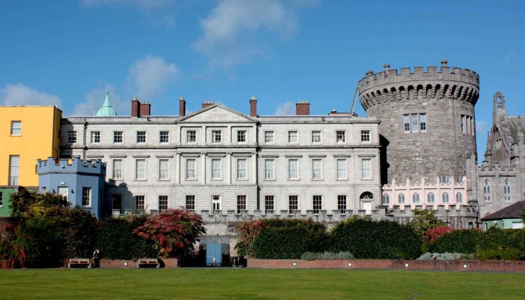 Dublin Castle courtyard and historic buildings in the heart of Dublin city