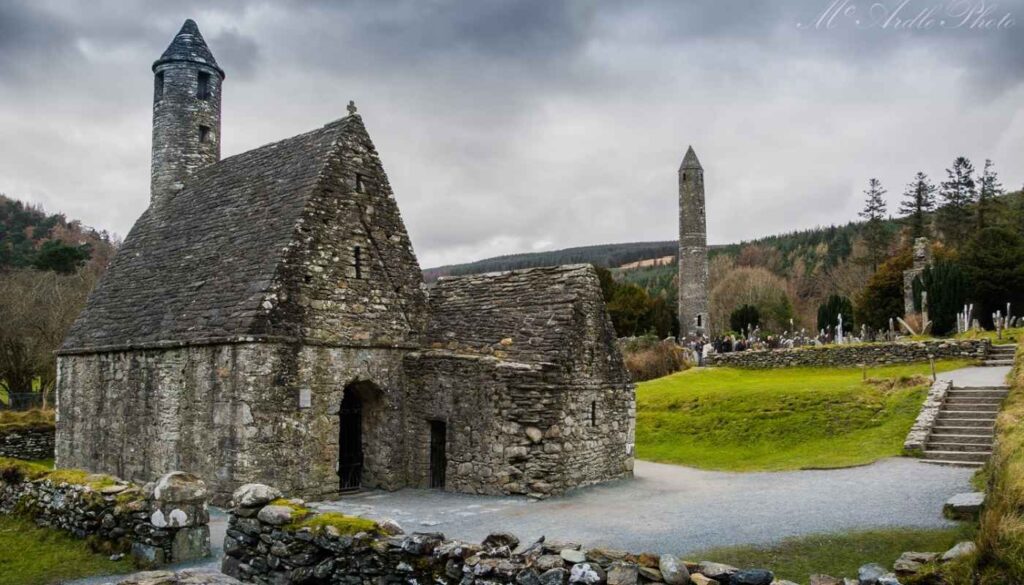 Glendalough Monastic Site and Round Tower in County Wicklow