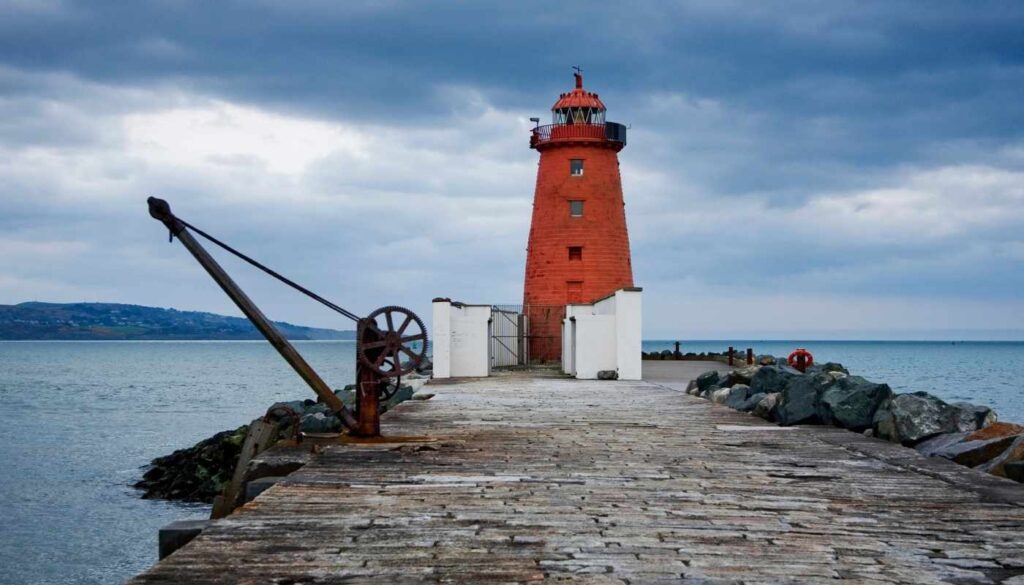 Poolbeg Lighthouse and Dublin Bay viewed from the Great South Wall