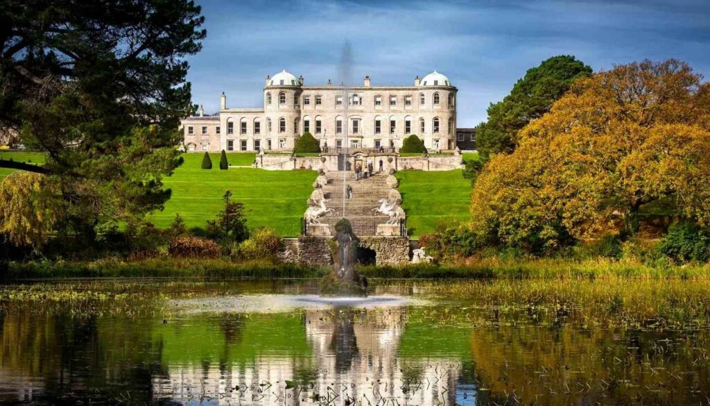 Powerscourt Estate and Gardens in County Wicklow with views across the grounds