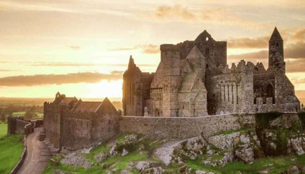 Rock of Cashel historic site in County Tipperary at sunset