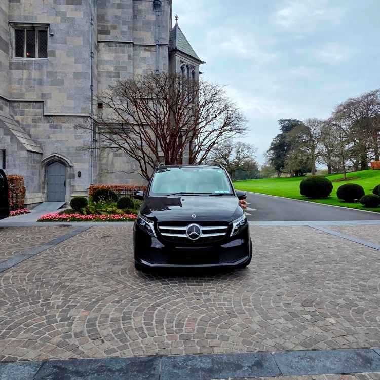 Mercedes Benz V250 providing chauffeur service in the Wicklow Mountains during a private tour.